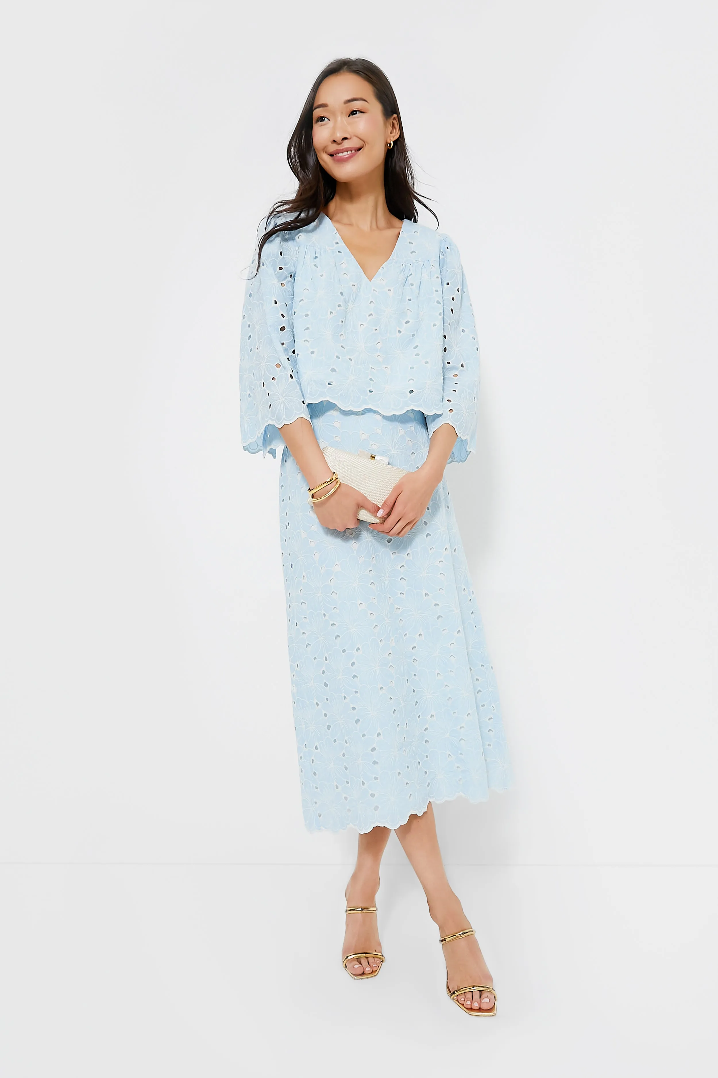 Airy Blue Eyelet Silas Skirt