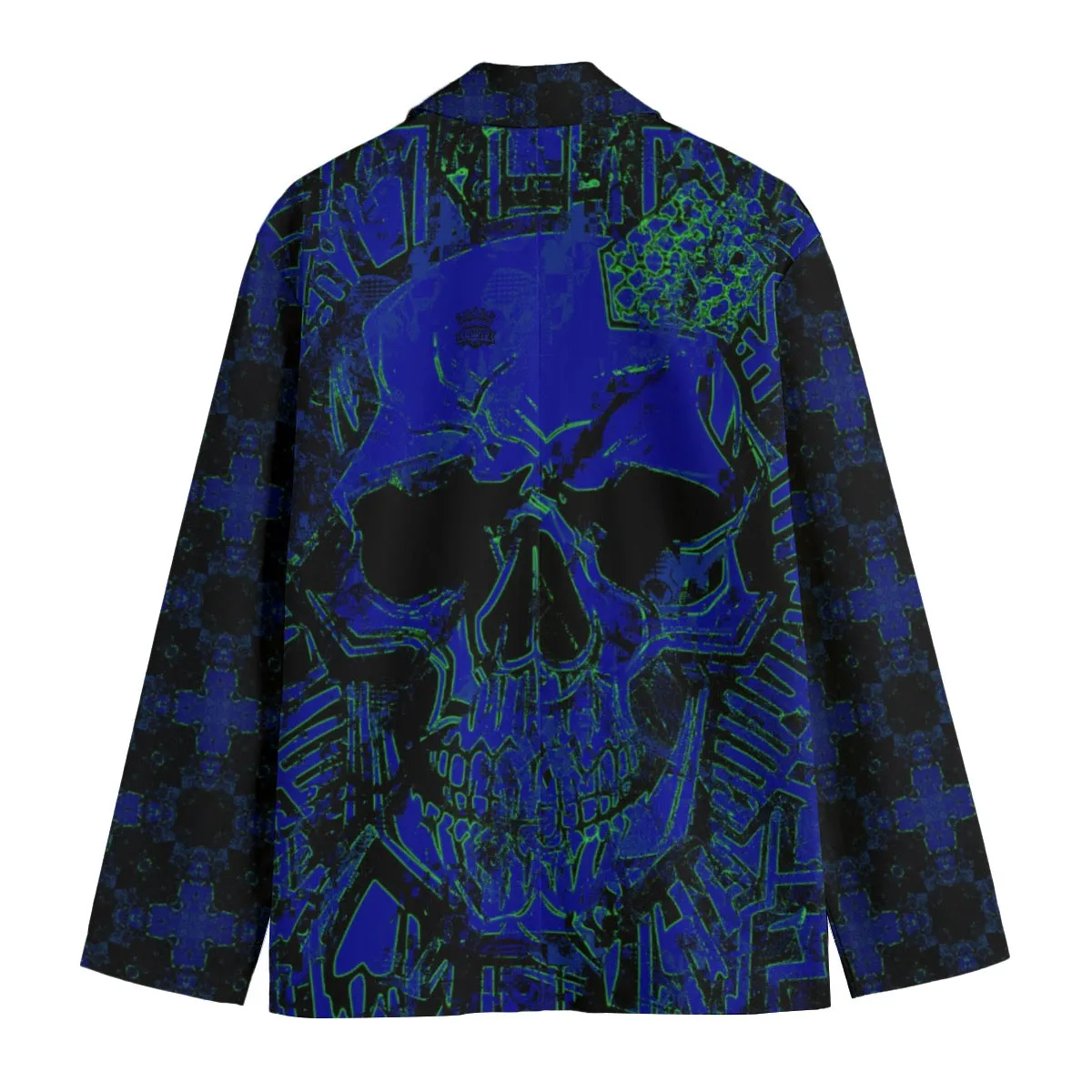 All-Over Print Men's Casual Flat Lapel Collar Blazer | 245GSM  Cotton blue/blk skull print jaxs26