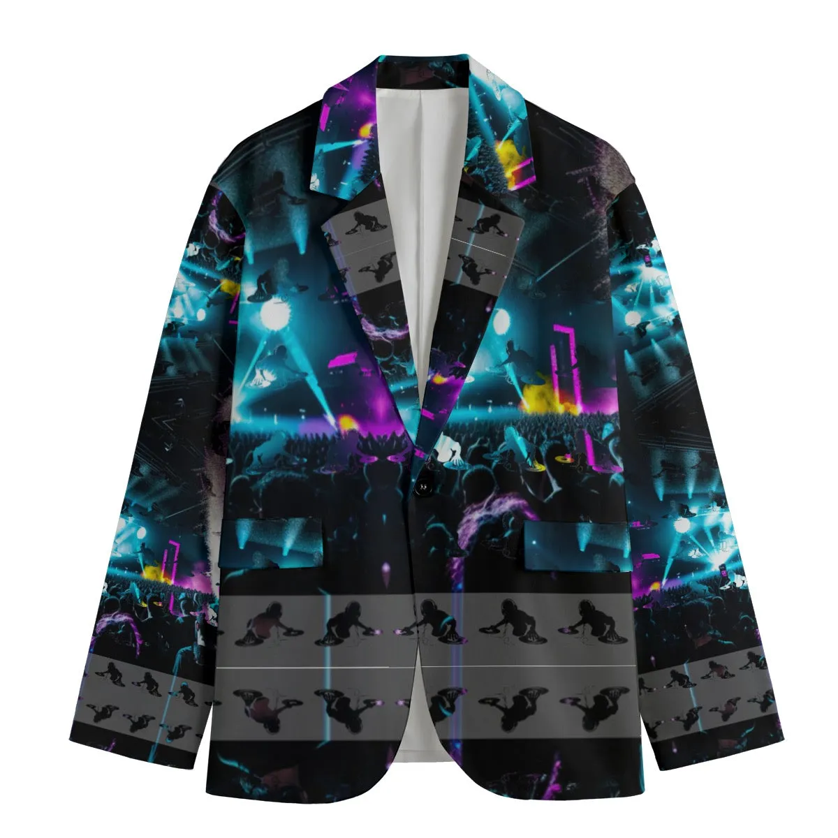 All-Over Print Men's Casual Flat Lapel Collar Blazer | 245GSM Cotton rave