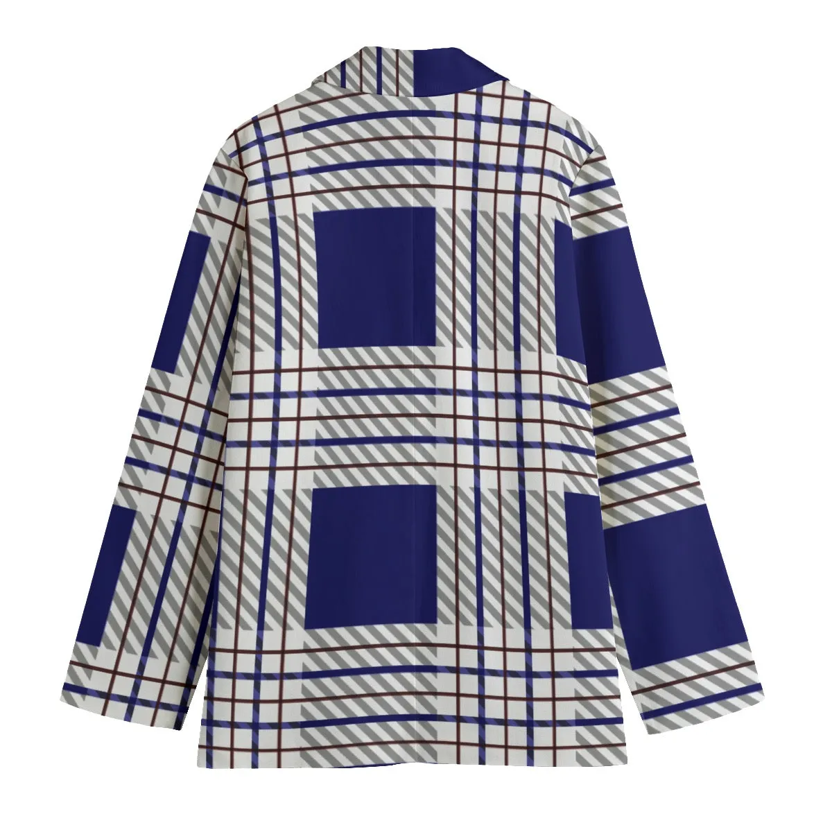 All-Over Print Women's Leisure Blazer | 245GSM Cotton 150 blue plaid print