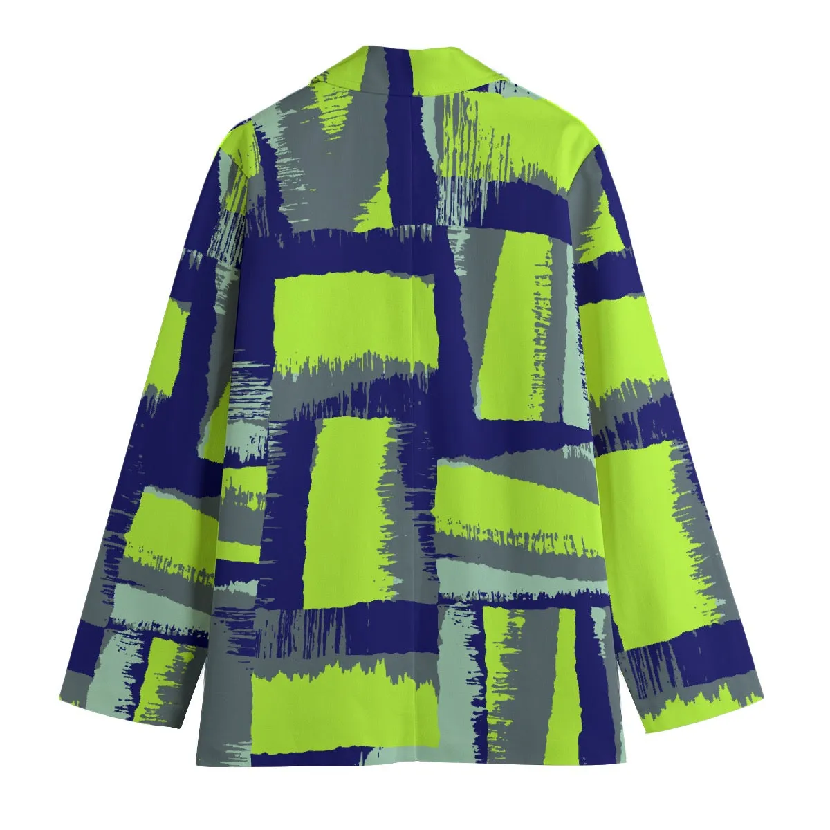 All-Over Print Women's Leisure Blazer | 245GSM Cotton access to green and blue print