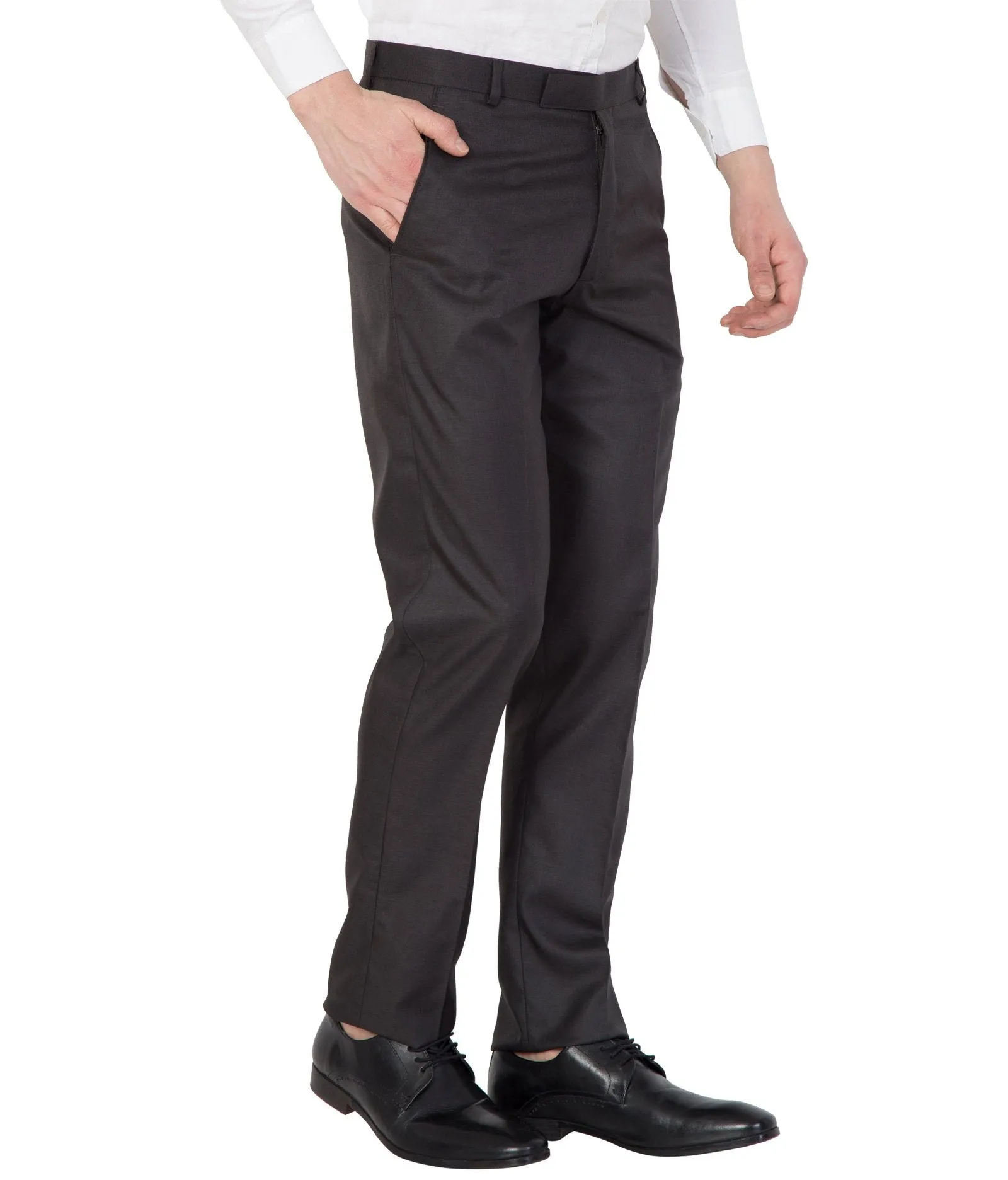 American-Elm Men Black Colour Solid Slim Fit Formal Trouser