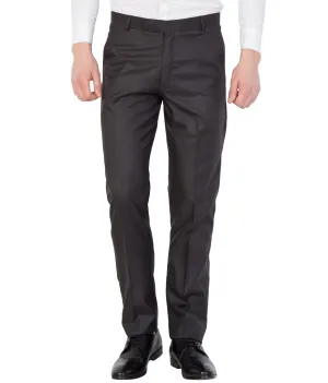 American-Elm Men Black Colour Solid Slim Fit Formal Trouser