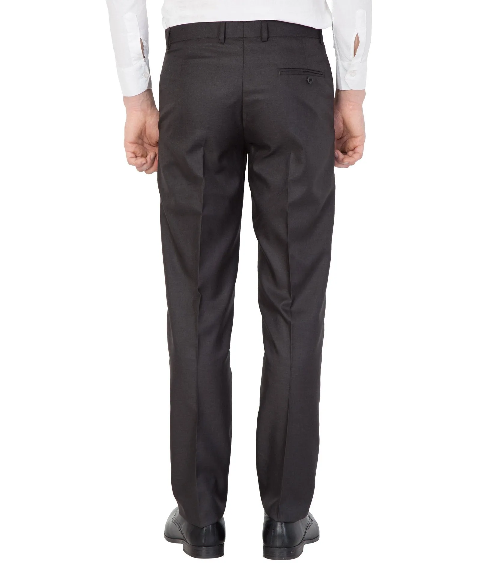 American-Elm Men Black Colour Solid Slim Fit Formal Trouser