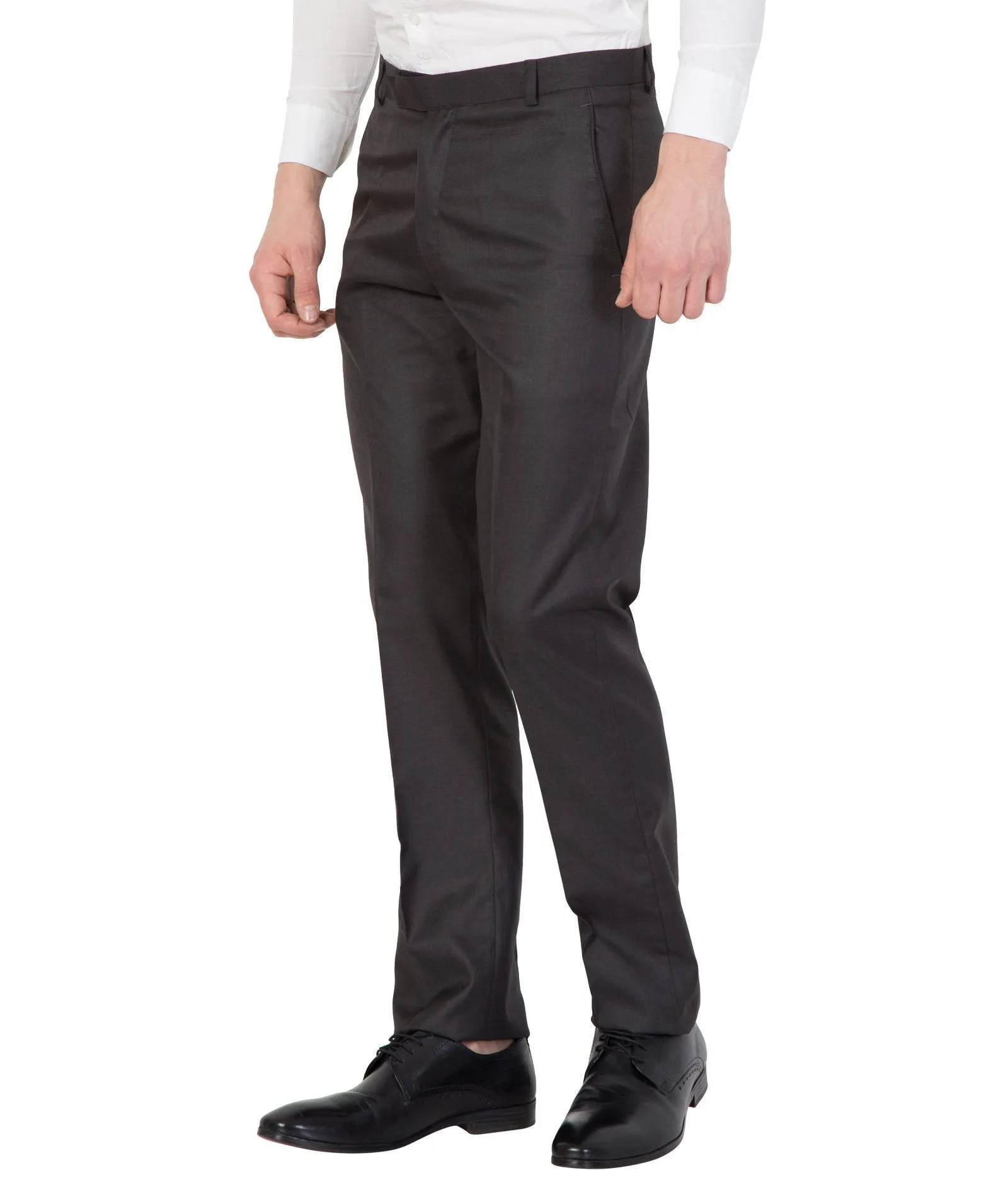 American-Elm Men Black Colour Solid Slim Fit Formal Trouser