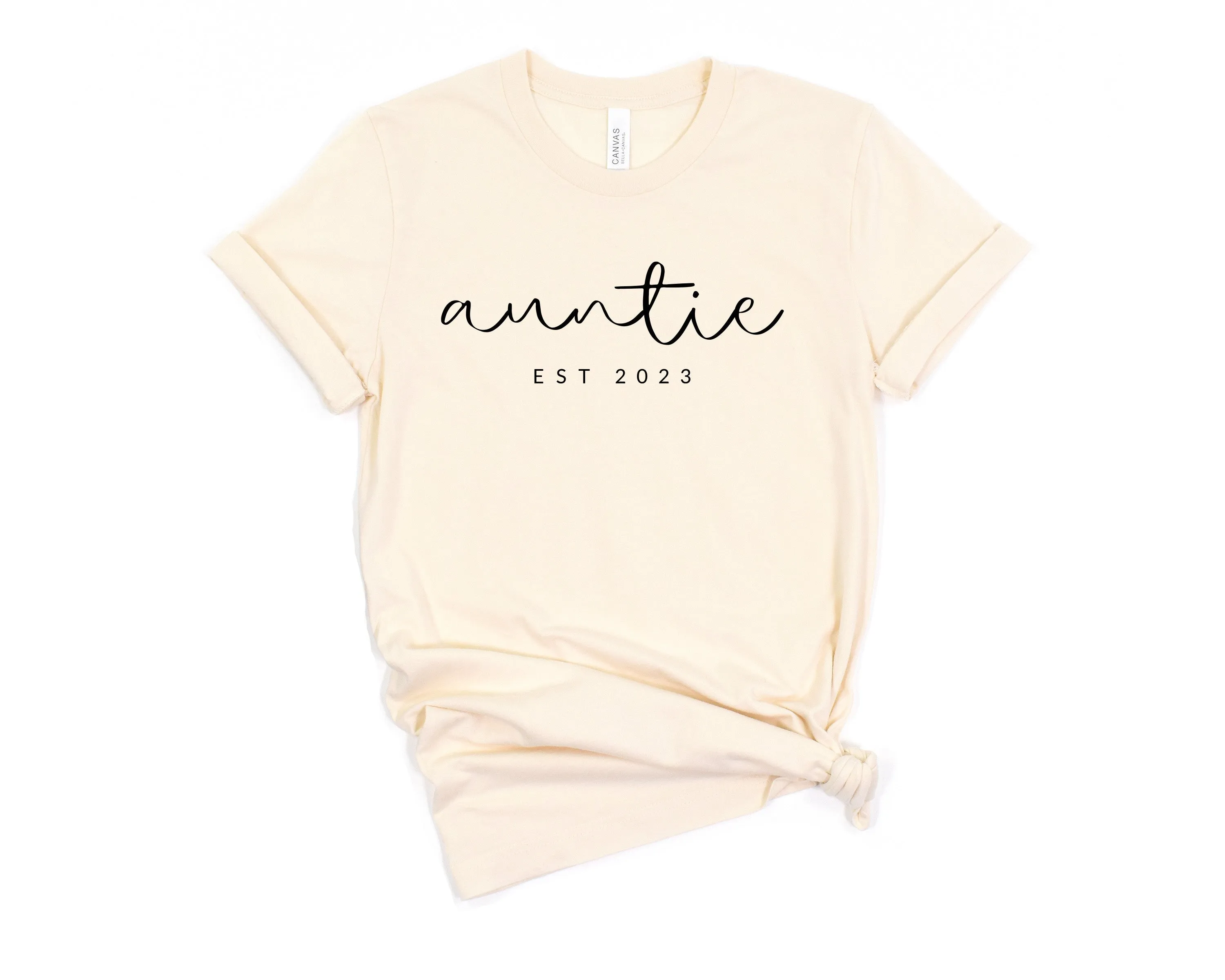 Auntie Est year Personalization Classic Soft Short Sleeve Shirt (Cursive)