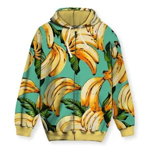 Banana Pattern Men's Zip-Up Hoodie