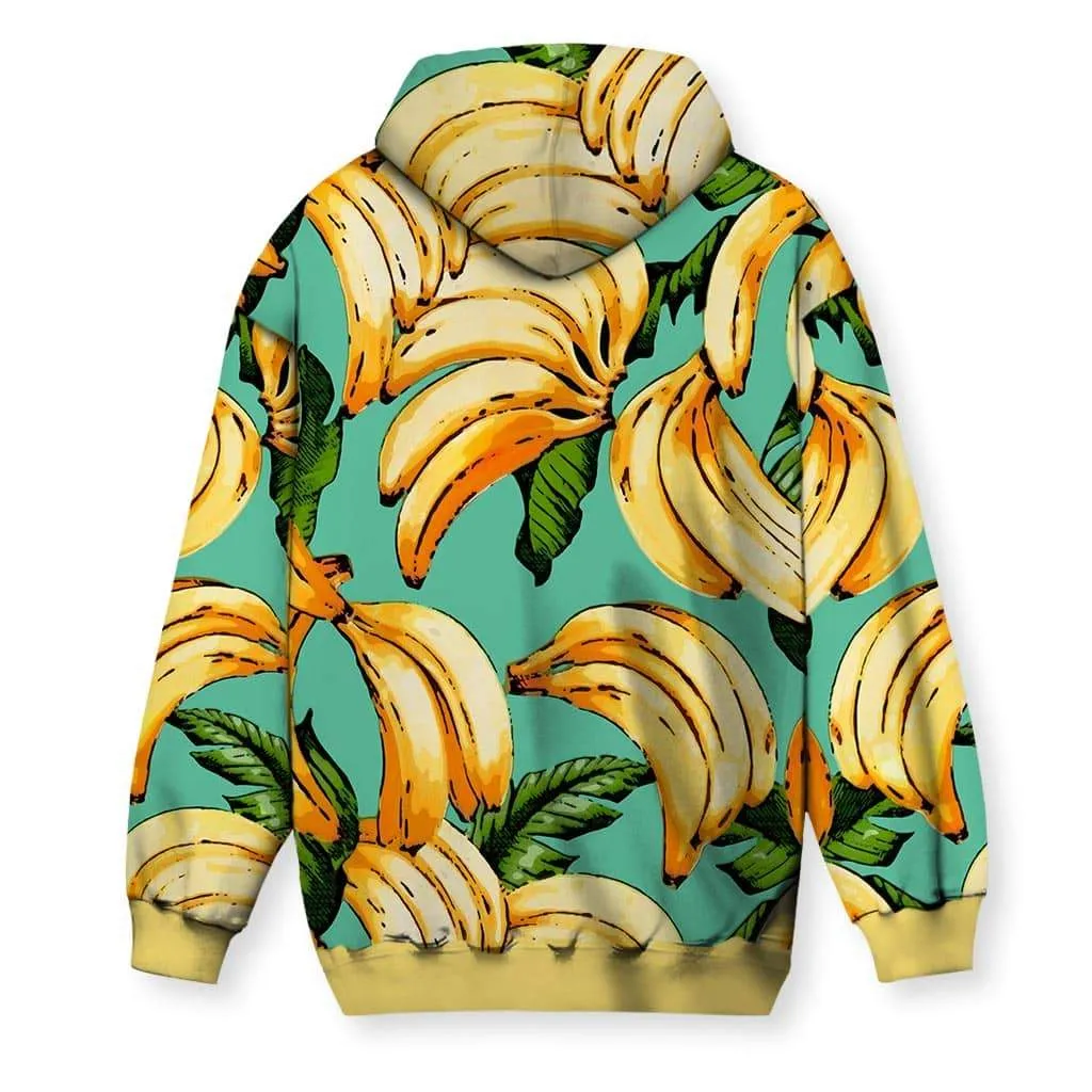 Banana Pattern Men's Zip-Up Hoodie