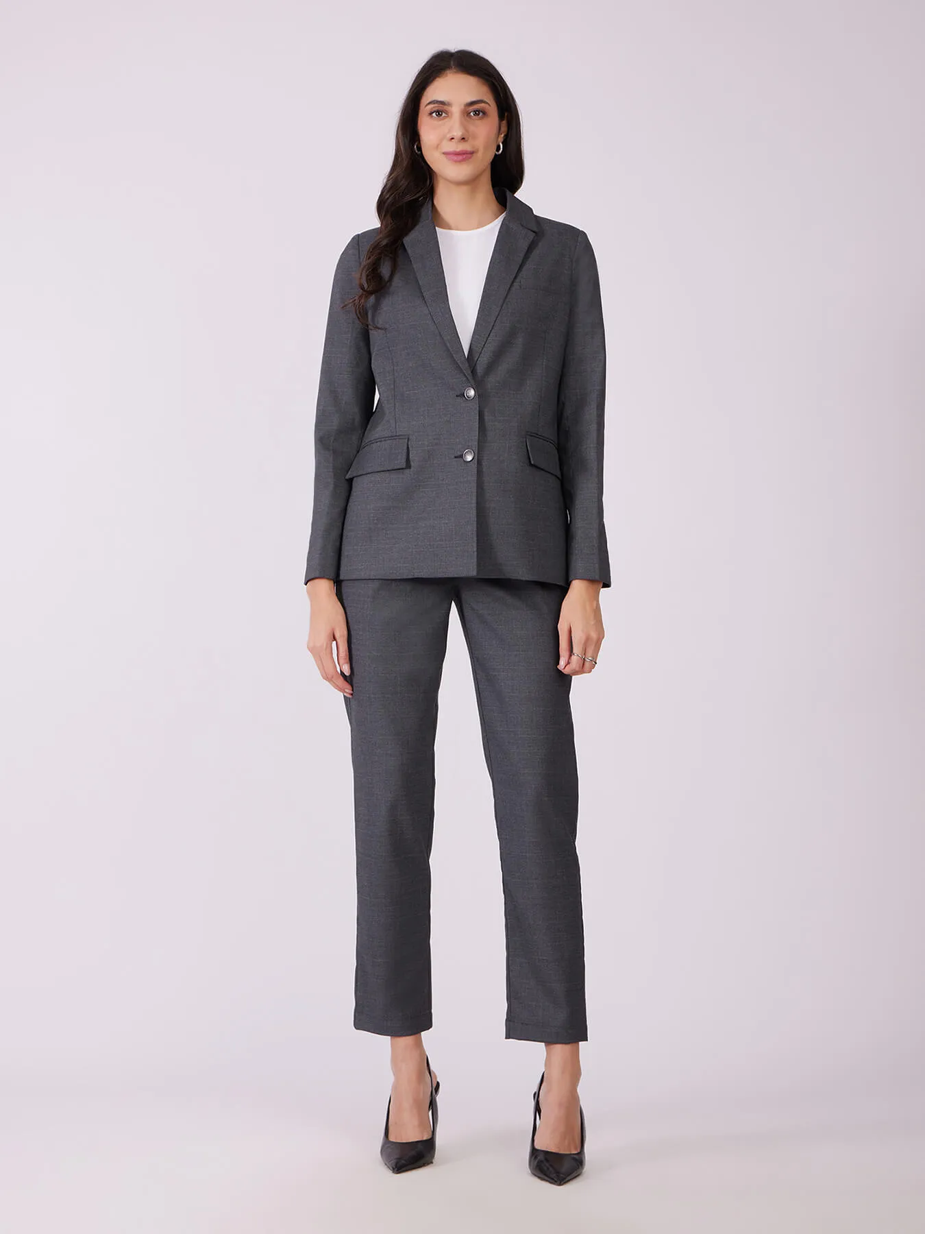 Blazer And Trousers Co-ord Set - Grey