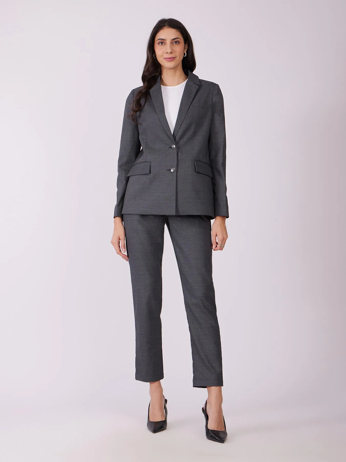 Blazer And Trousers Co-ord Set - Grey