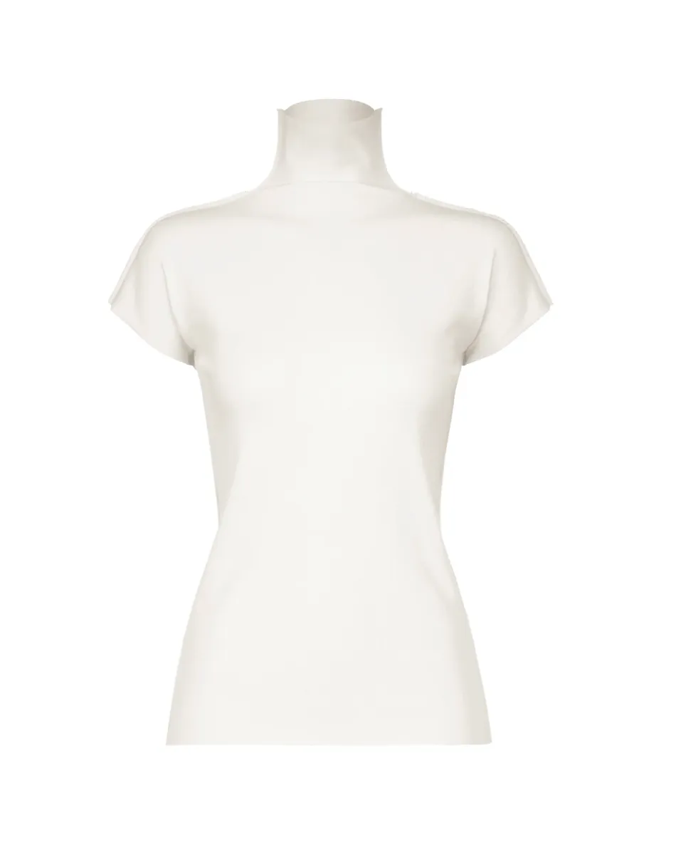 Cap Sleeve Cotton Baguette in White by Issey Miyake