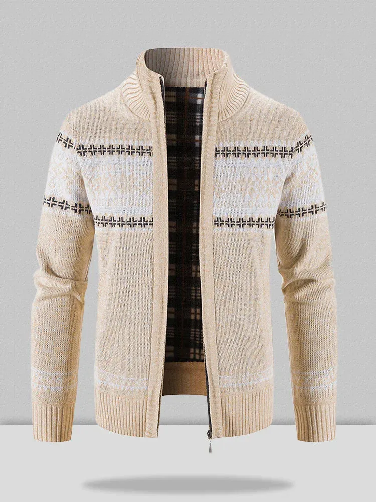 Christmas snowflake piece standing collar warm cardigan knitted jacket