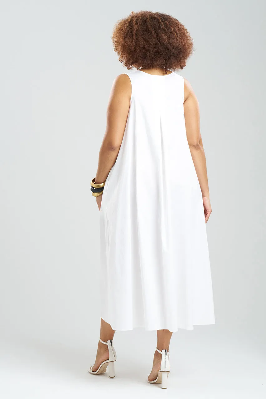 Cotton Poplin Embroidered V-Neck Dress