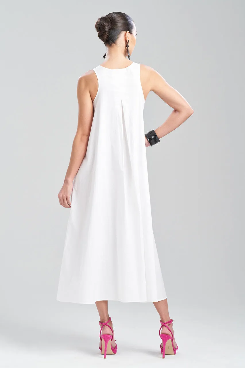 Cotton Poplin Embroidered V-Neck Dress