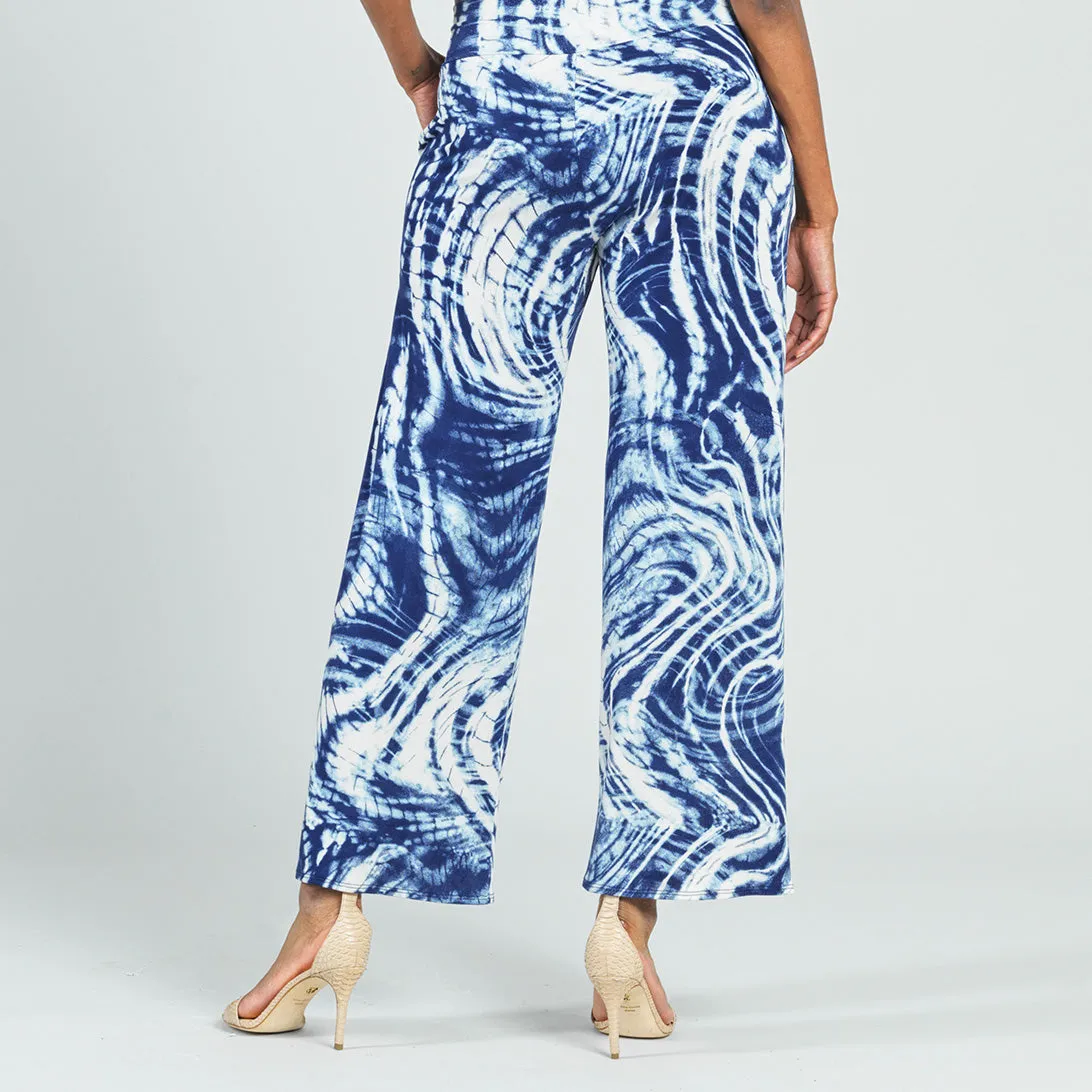 Crepe Knit - Front Slit Ankle Petal Pant - Swirl Wave - Final Sale!