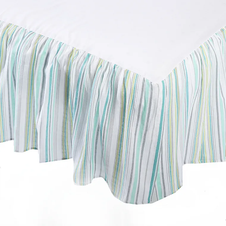 Crib Skirt - Jewel Tone Stripes - SeaCrystal, Gray, & Turquoise -Final SALE