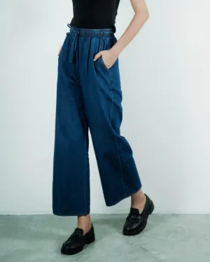 Drawstring Casual Denim Pants (Denim)