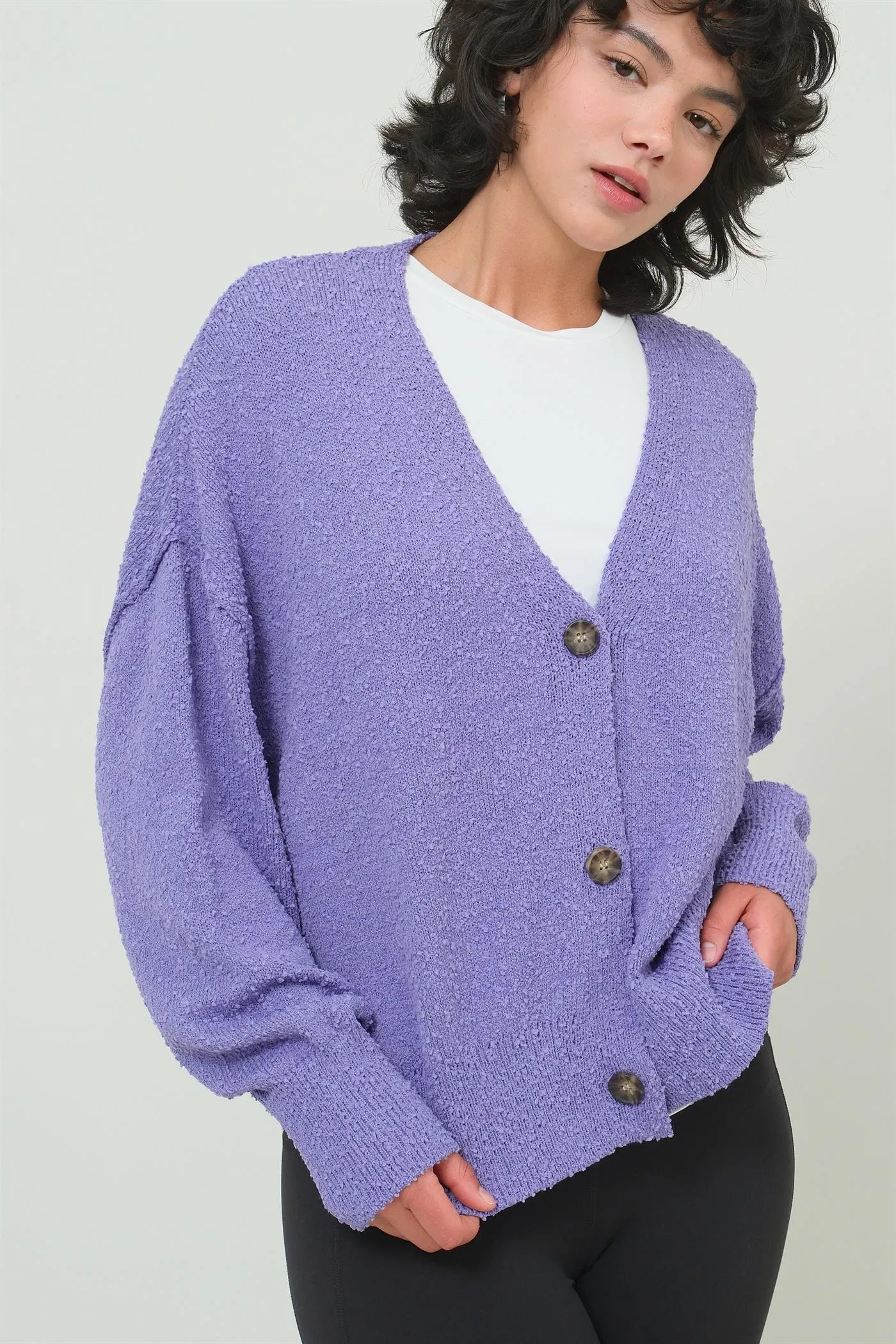 DZ25A044-Button-Up Closures Cardigan Sweater