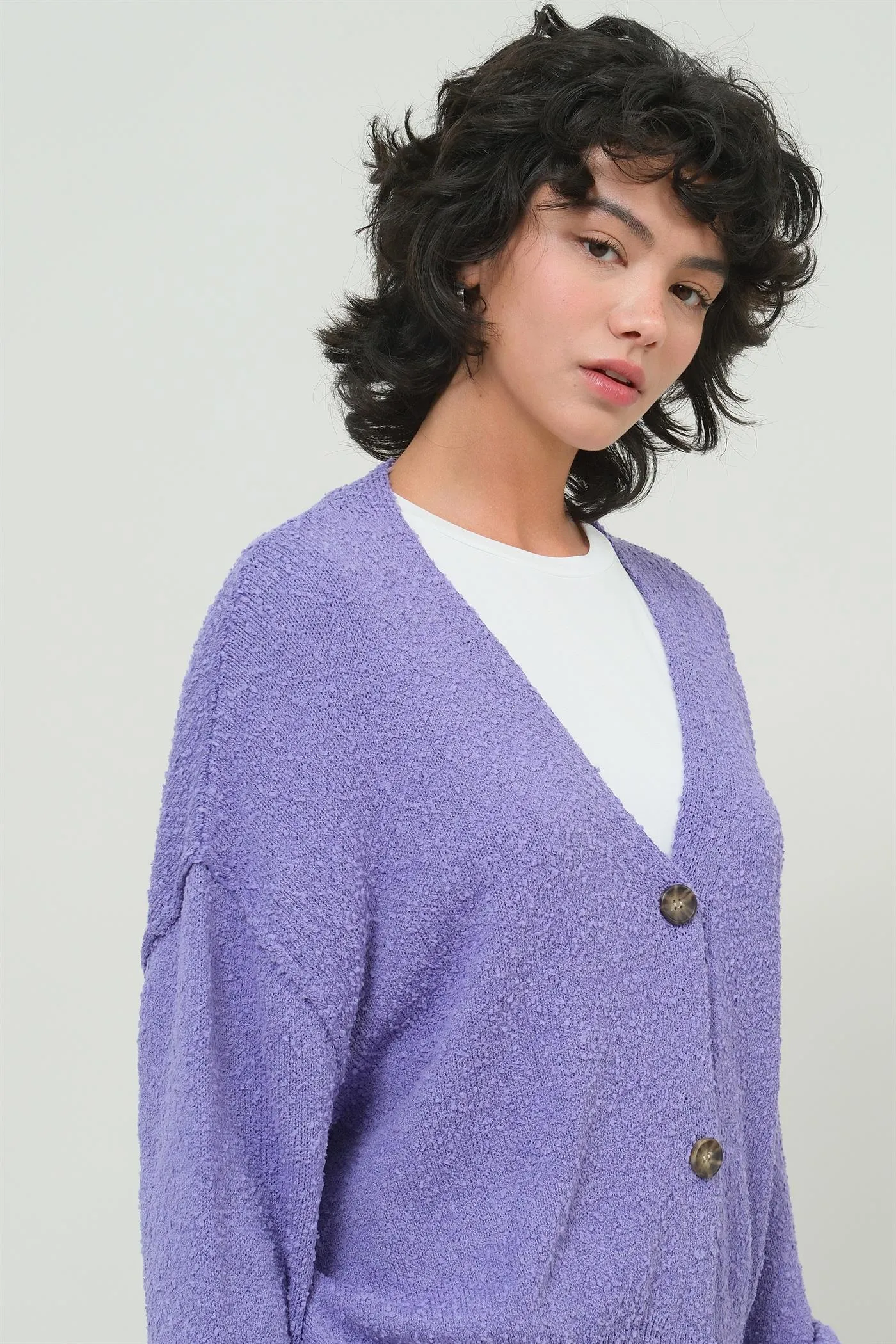 DZ25A044-Button-Up Closures Cardigan Sweater