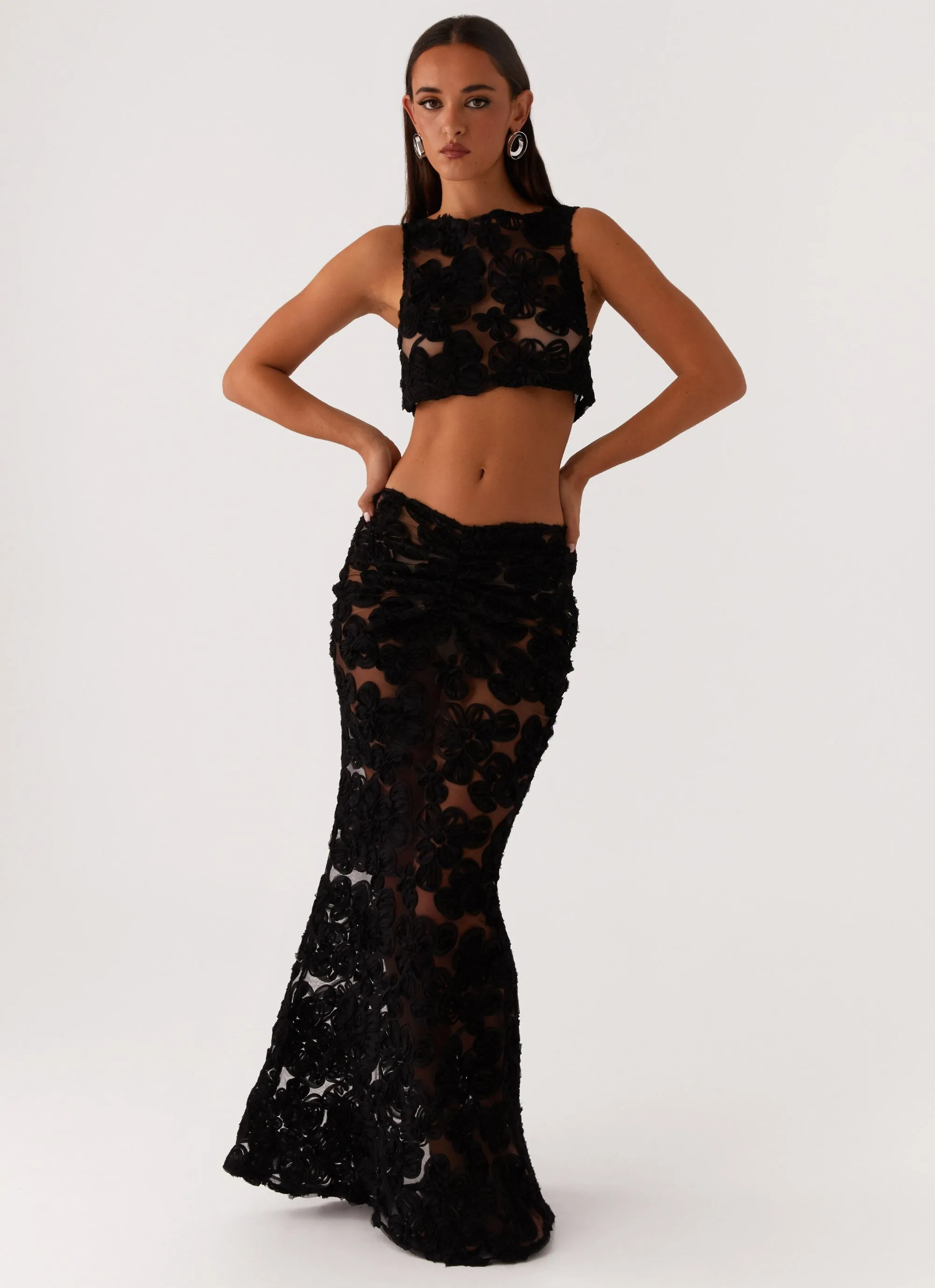 Fiorella Floret Maxi Skirt - Black