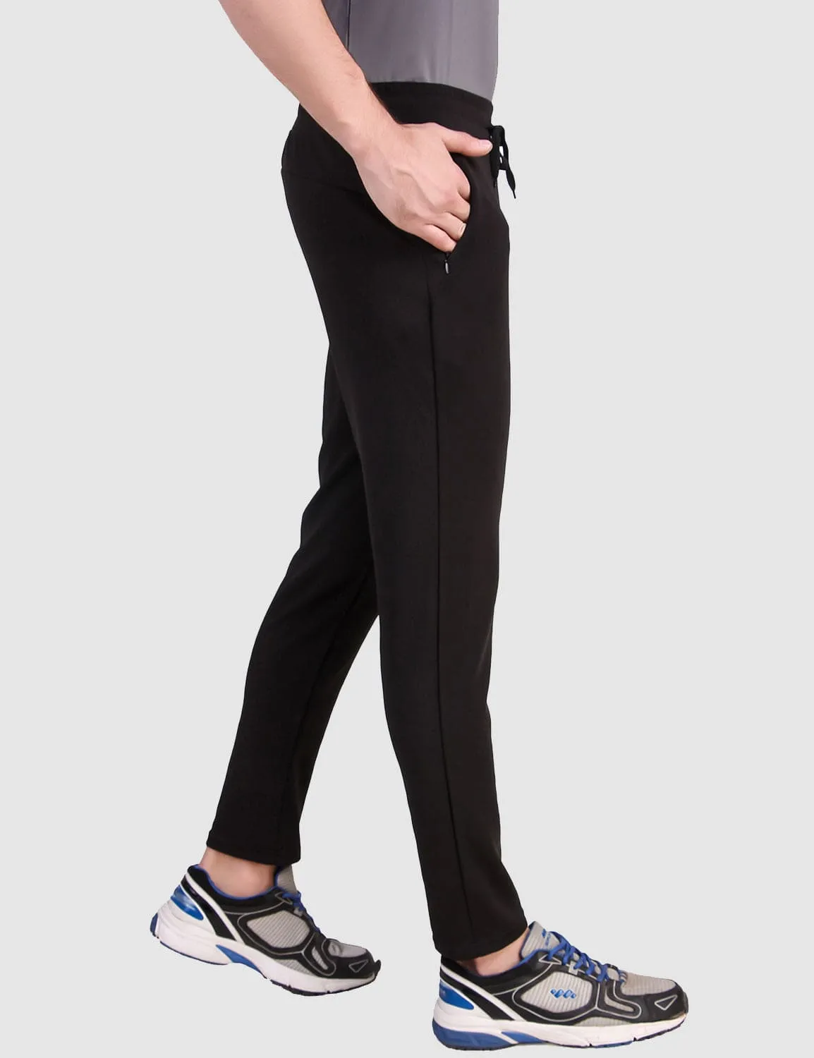 Fitinc Black Trackpant with Concealed Zipper Pockets