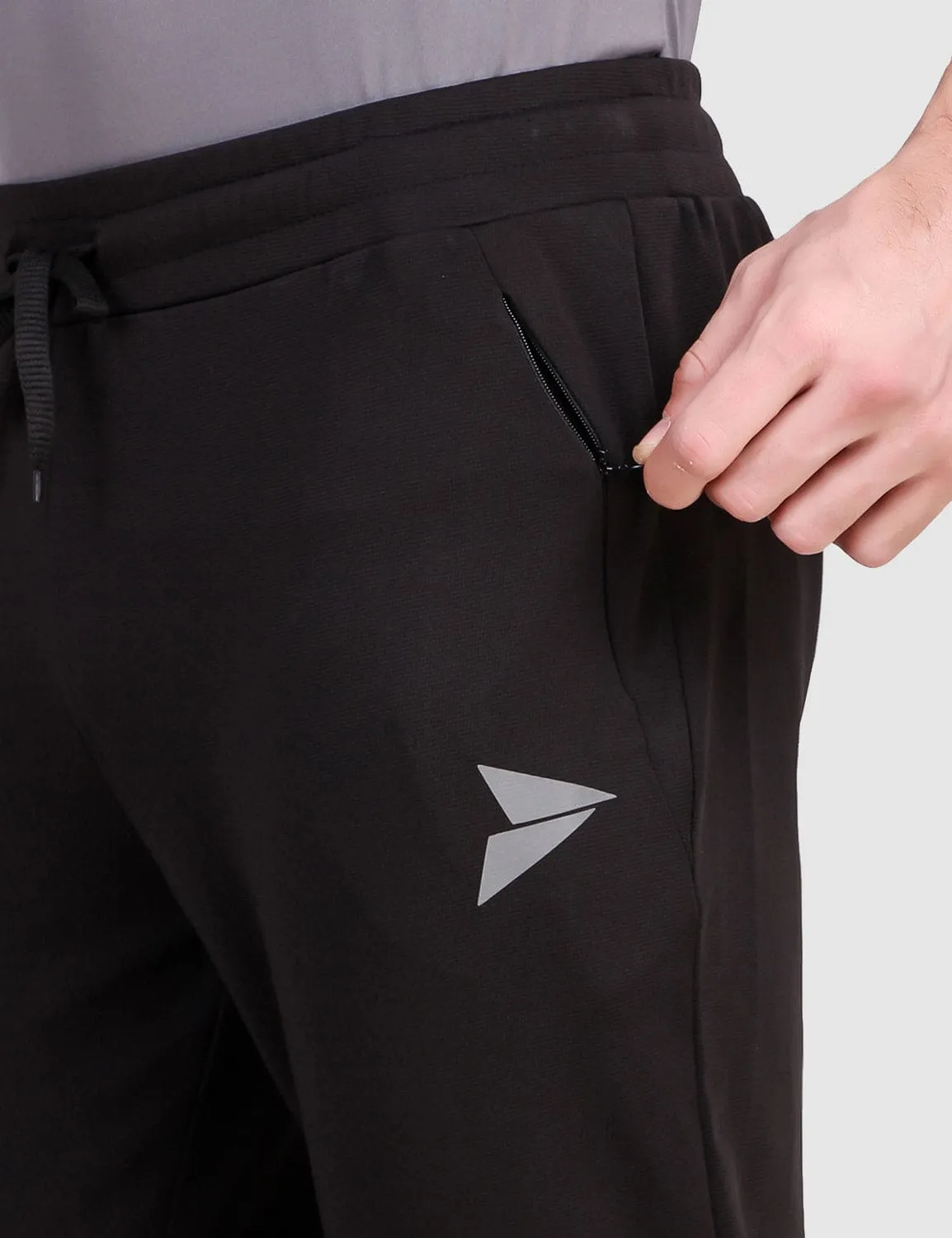 Fitinc Black Trackpant with Concealed Zipper Pockets