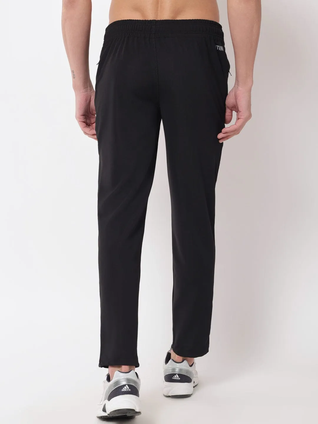 Fitinc Dobby Black Trackpant for Men