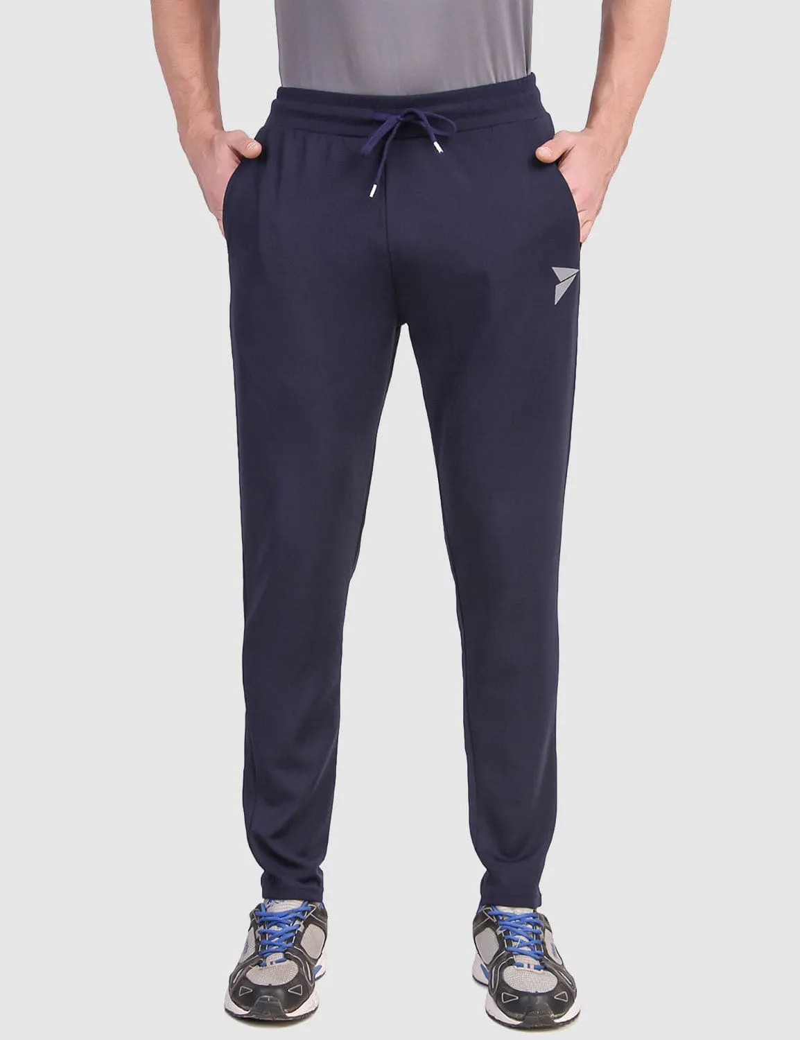 Fitinc Navy Blue Trackpant with Concealed Zipper Pockets