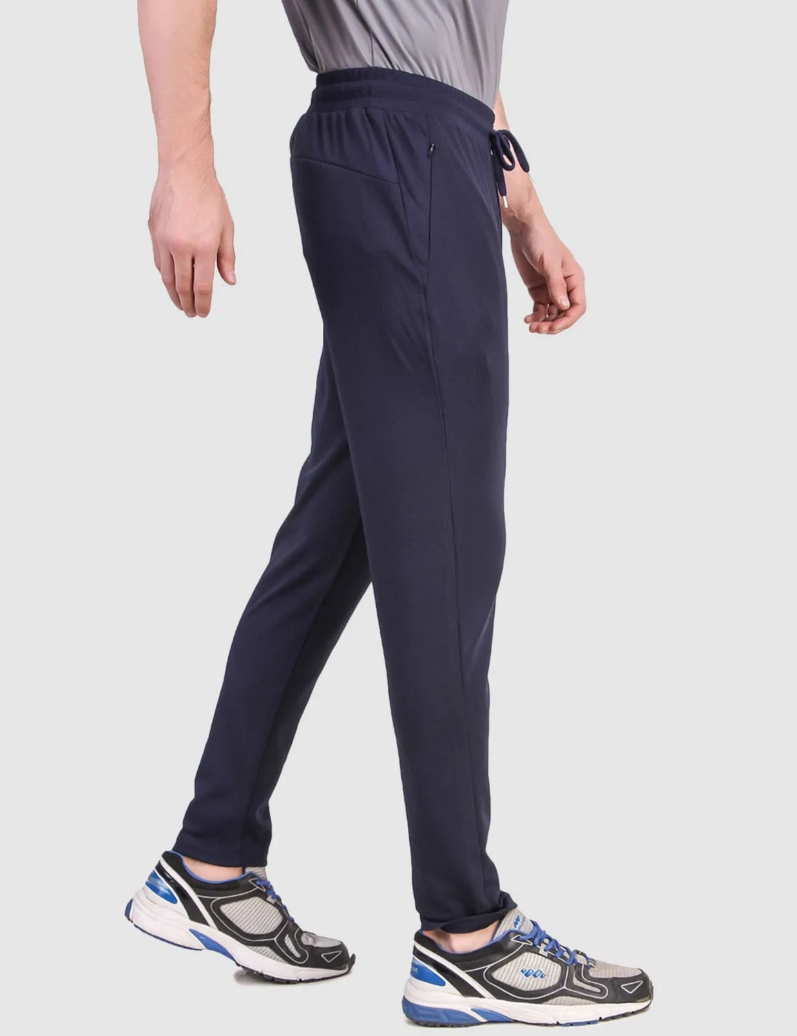 Fitinc Navy Blue Trackpant with Concealed Zipper Pockets