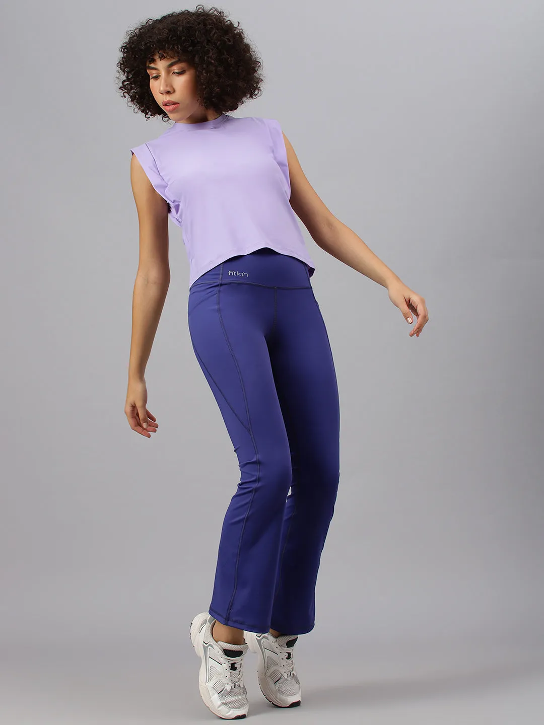 Fitkin women's lavender round neck boxy top