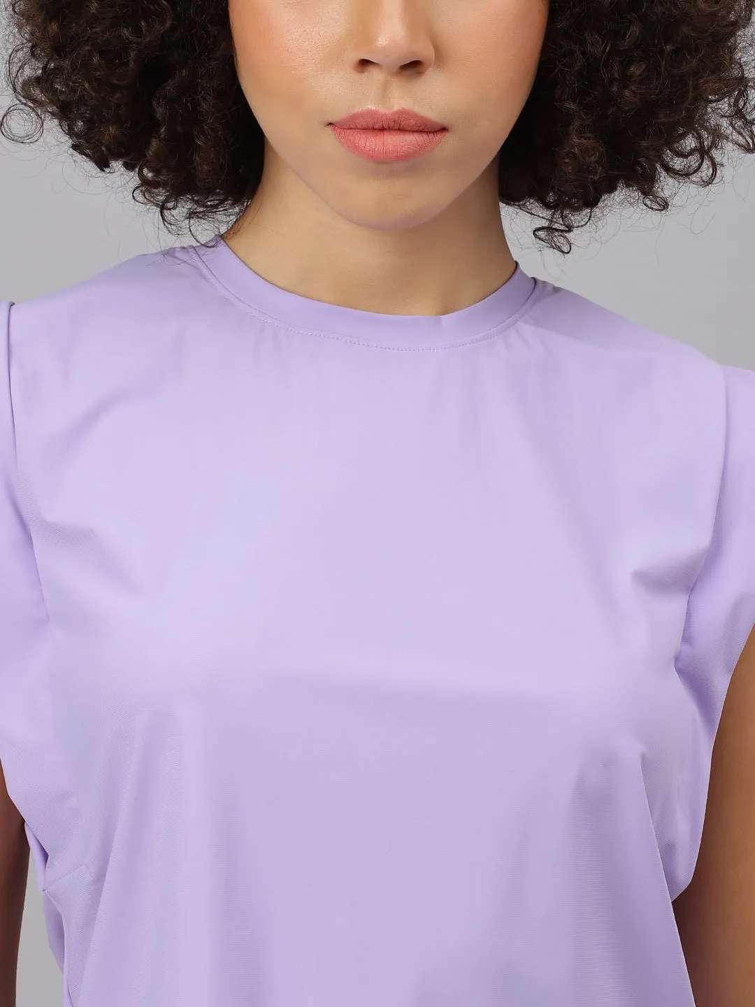 Fitkin women's lavender round neck boxy top