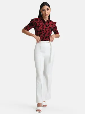 Flared Trousers With Metal Buckle