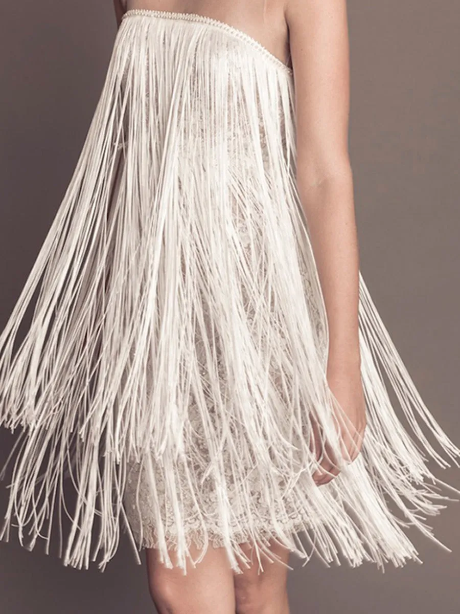 Flowy Transparent Fringed Evening Dress