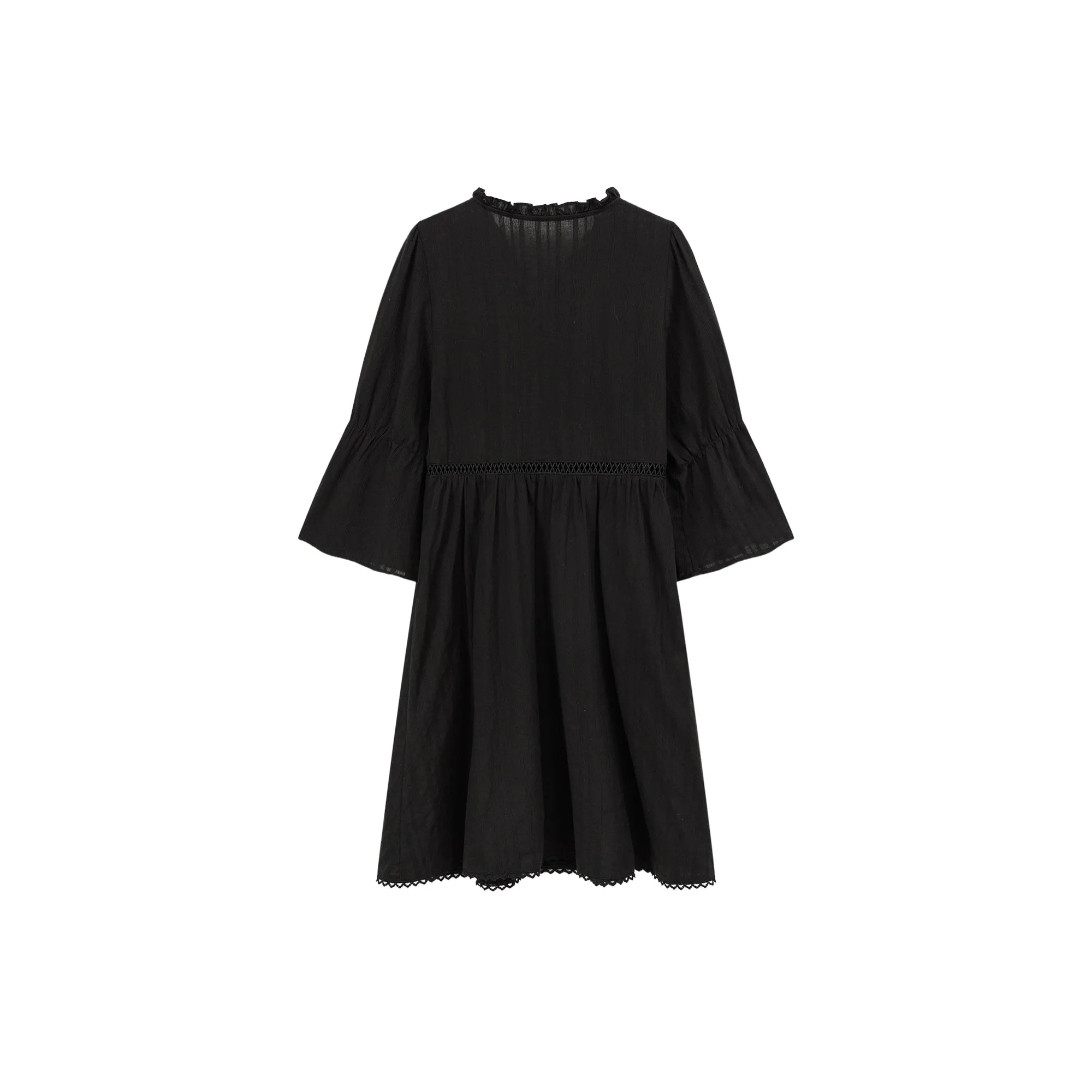 Frill Laceup Flowy Sleeve Dress