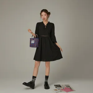 Frill Laceup Flowy Sleeve Dress