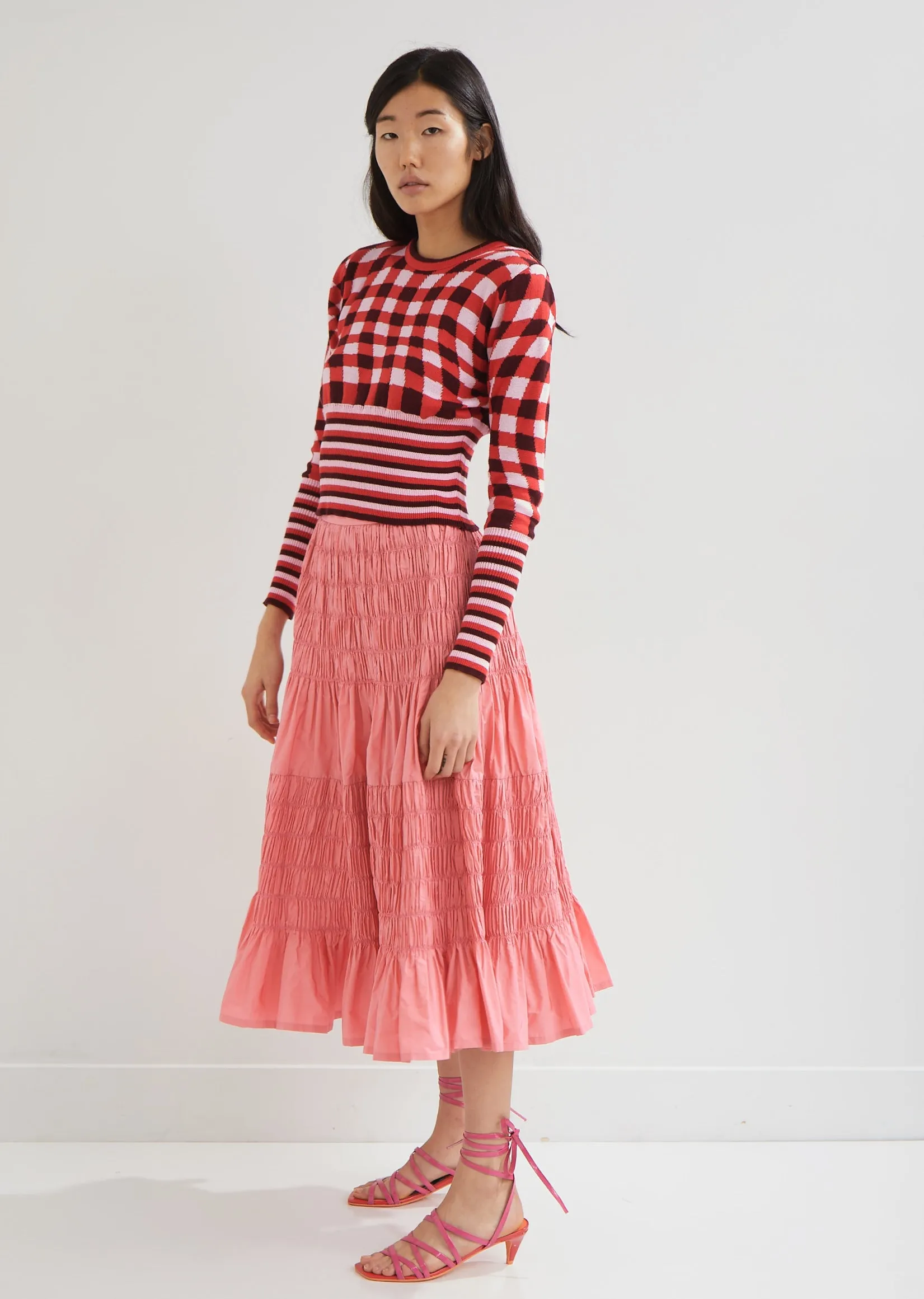 Helene Shirred Taffeta Skirt