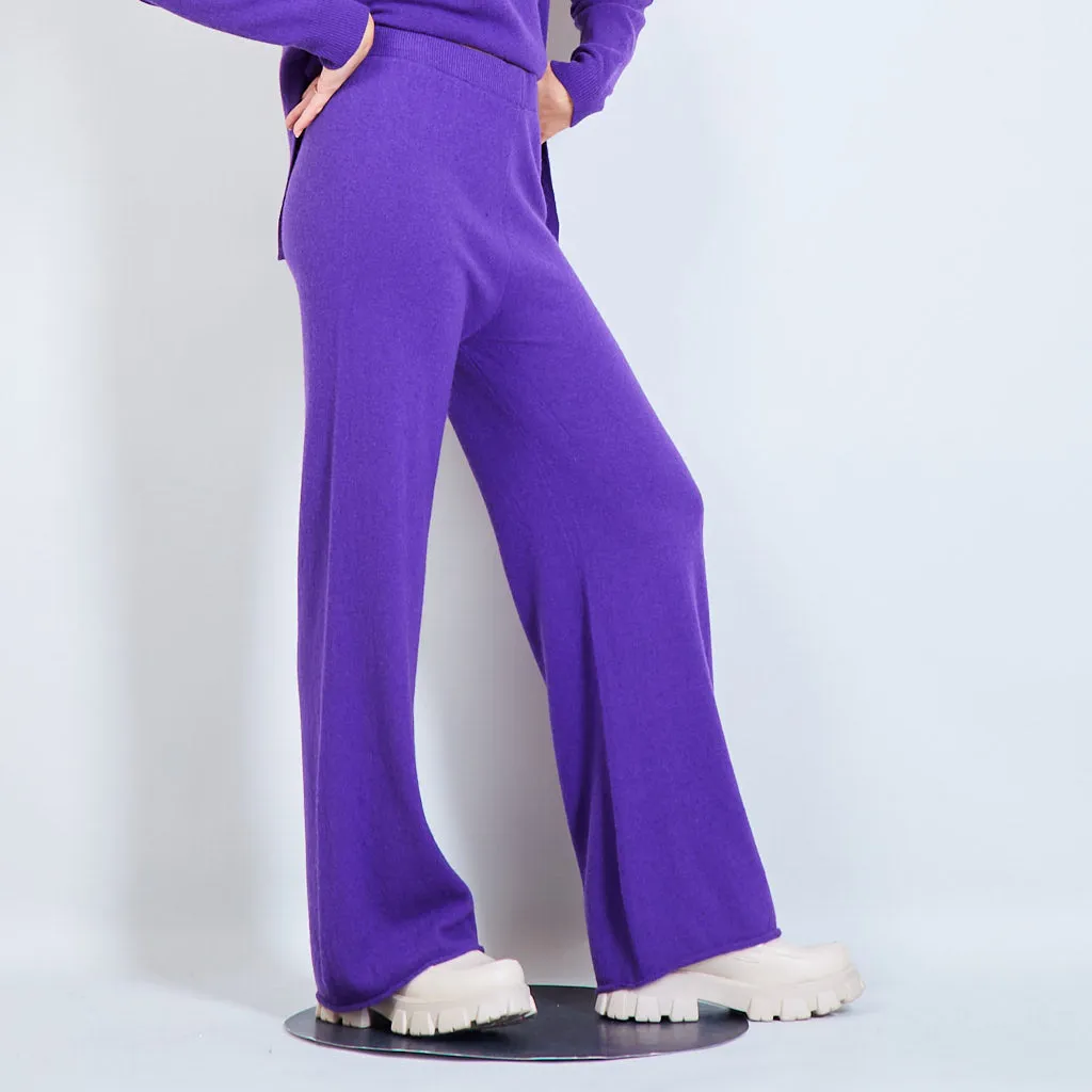 High-waisted wide leg trousers in solid color wholesale