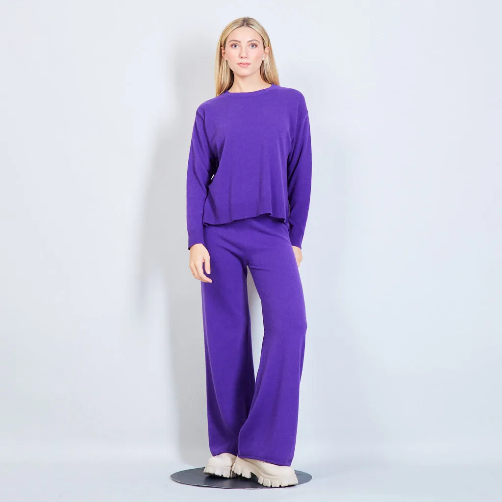 High-waisted wide leg trousers in solid color wholesale