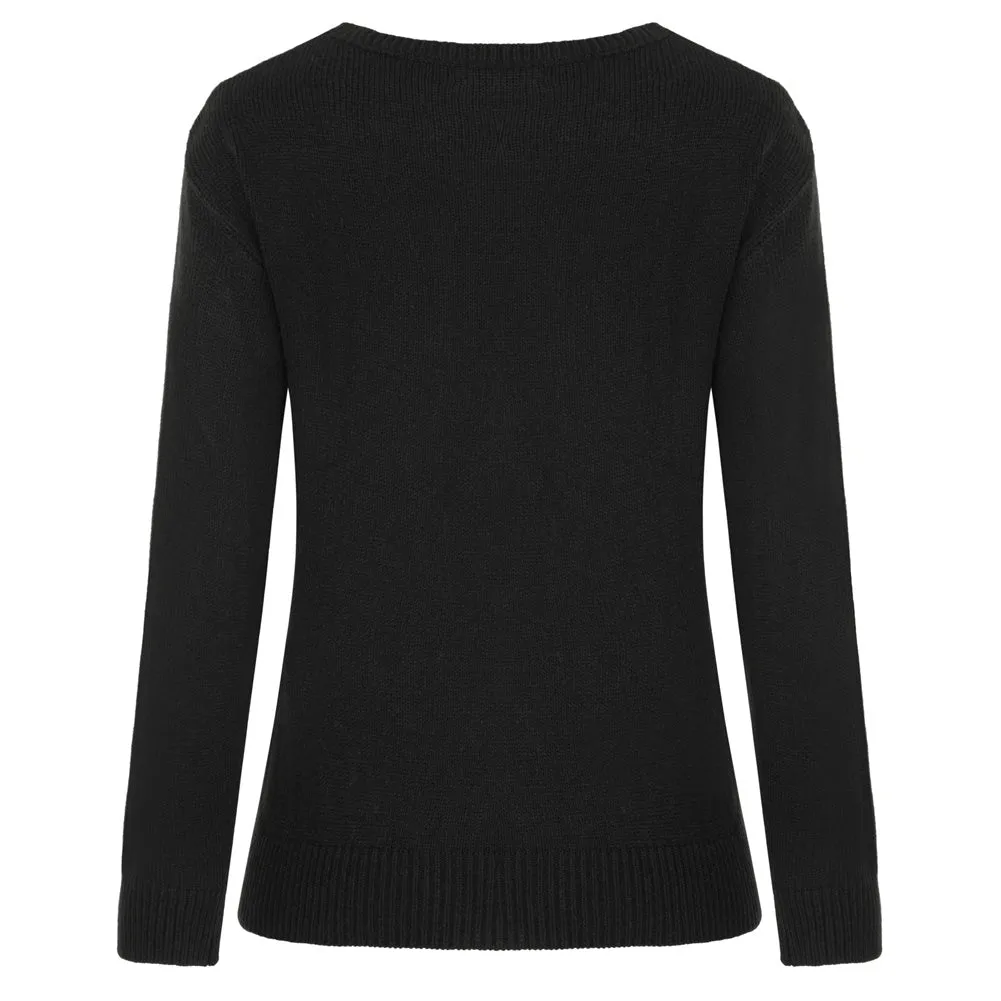 Hollowed-out Sweater Long Sleeve Dropped Shoulder V-Neck Pullover