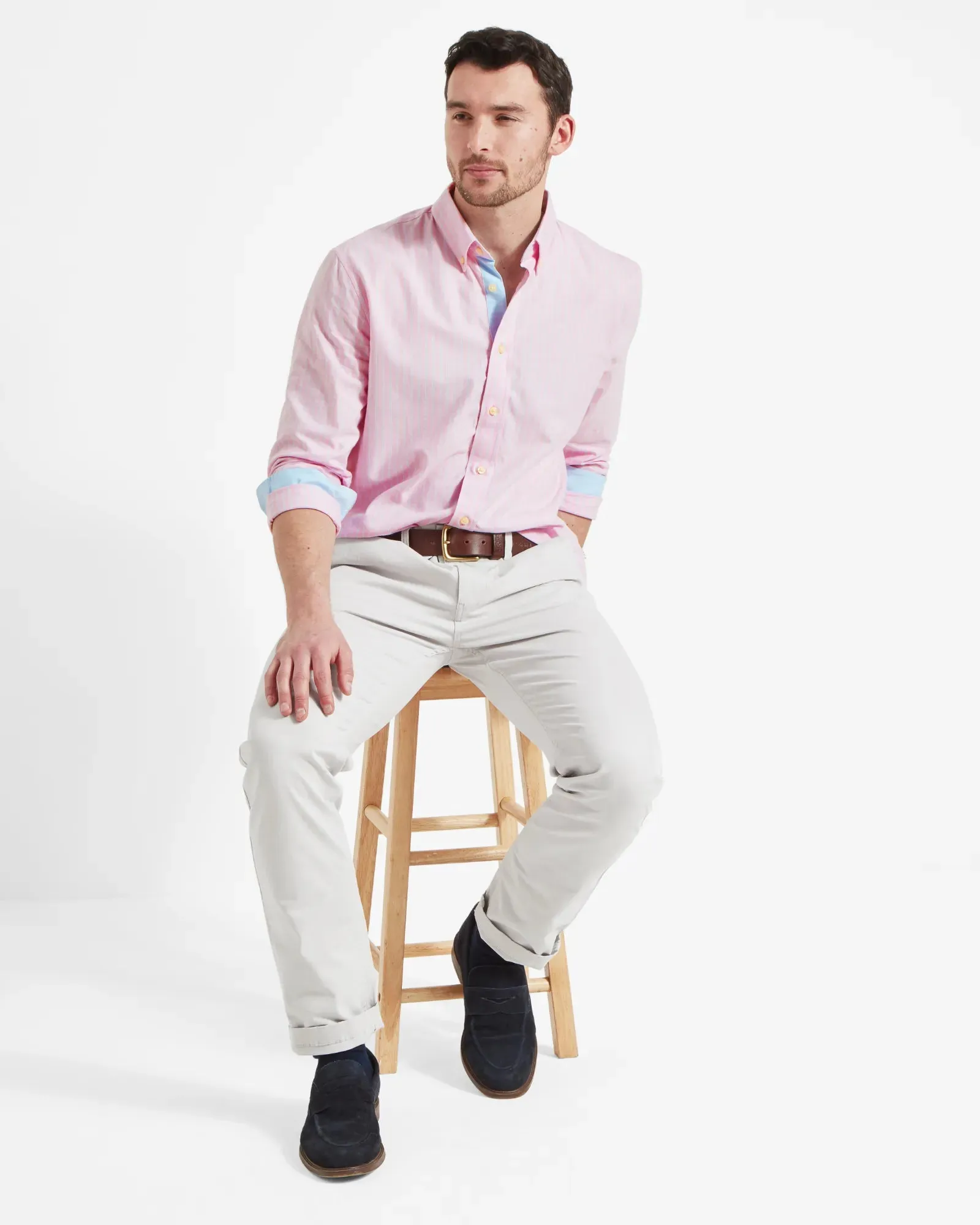 Holt Soft Oxford Tailored Shirt - Pink/Blue Stripe