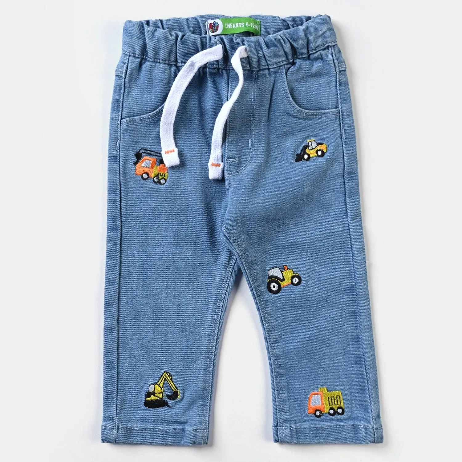 Infant Boys Denim Stretch Pant Tractor-LIGHT BLUE