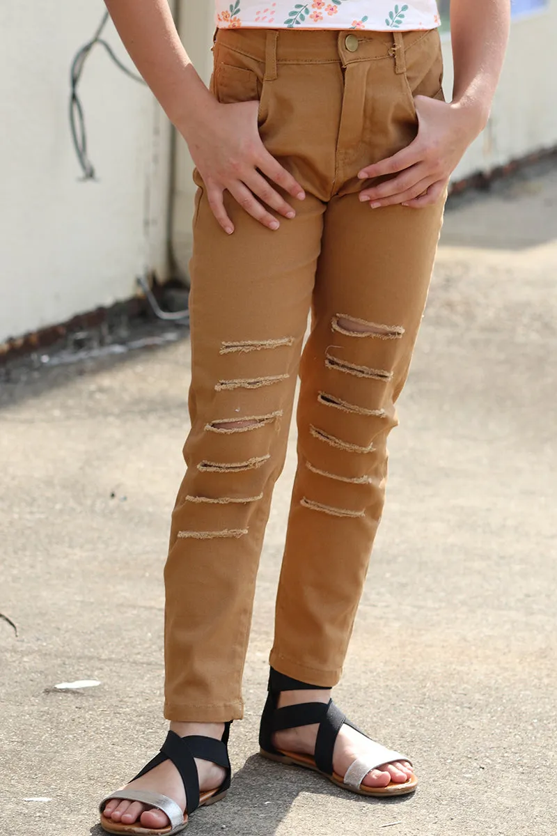 Khaki ripped skinny jeans. PNG25133061-LOI