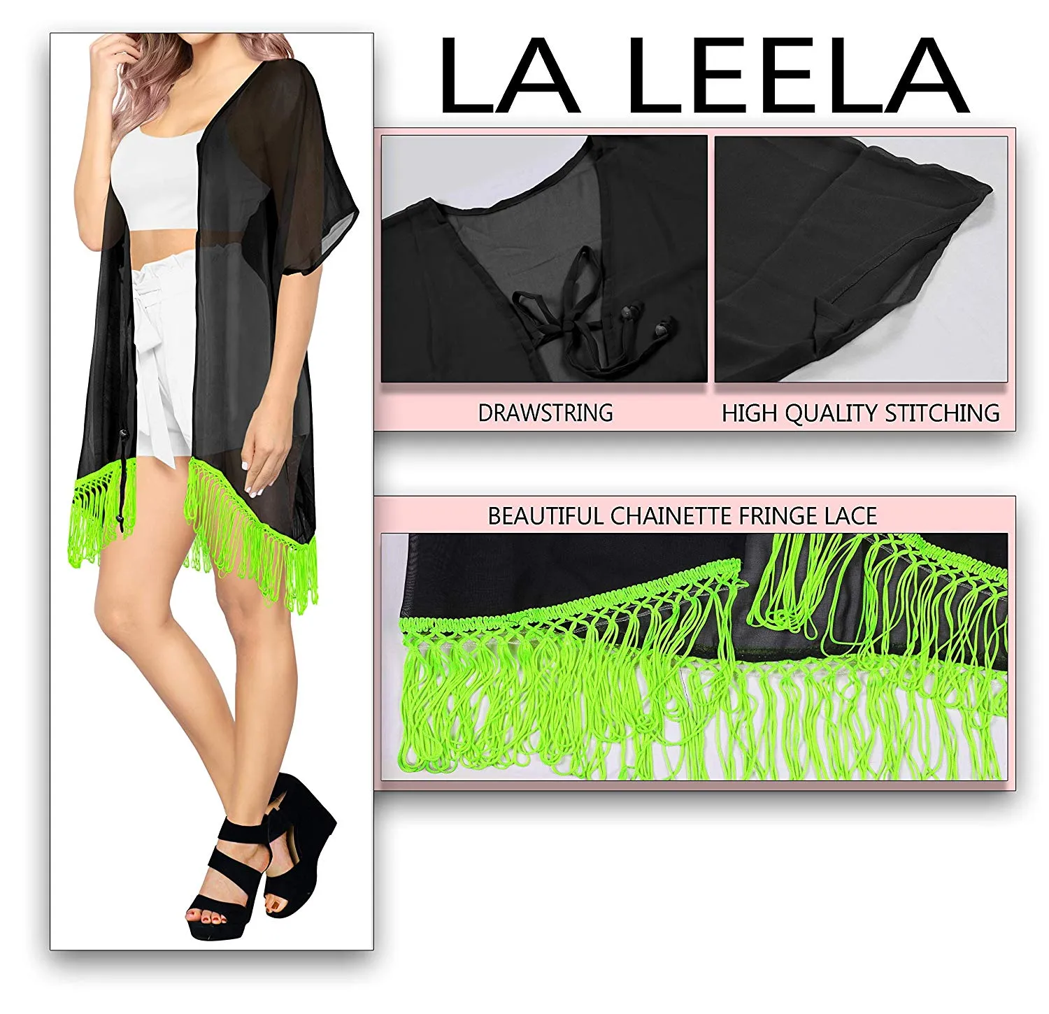 LA LEELA Women's Summer Casual Loose Swing T- Beach Sundress Kaftan Cover Up