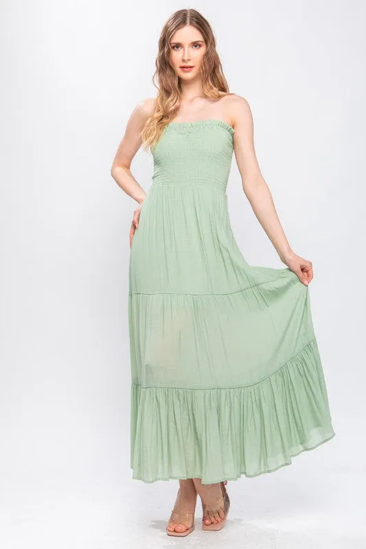 Light Green Strapless Maxi Dress