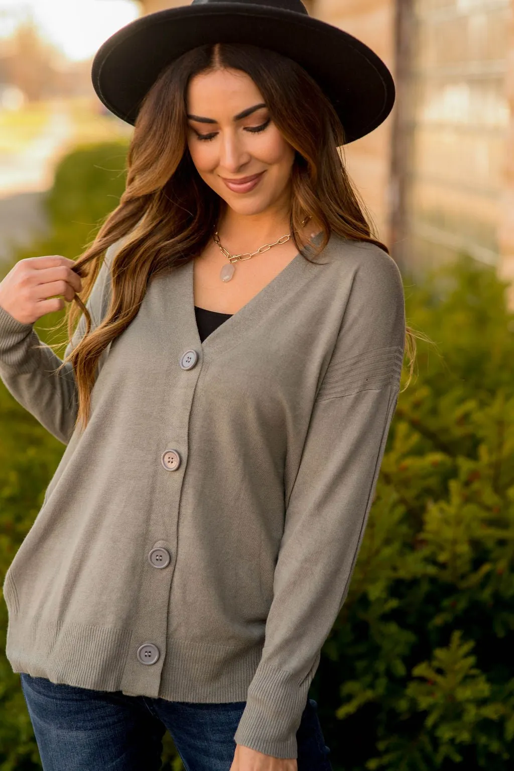 Little Stripe Accented Button Cardigan