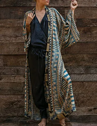 Long Sleeve Print Kimono Cardigans: Women's Beach Cover Up