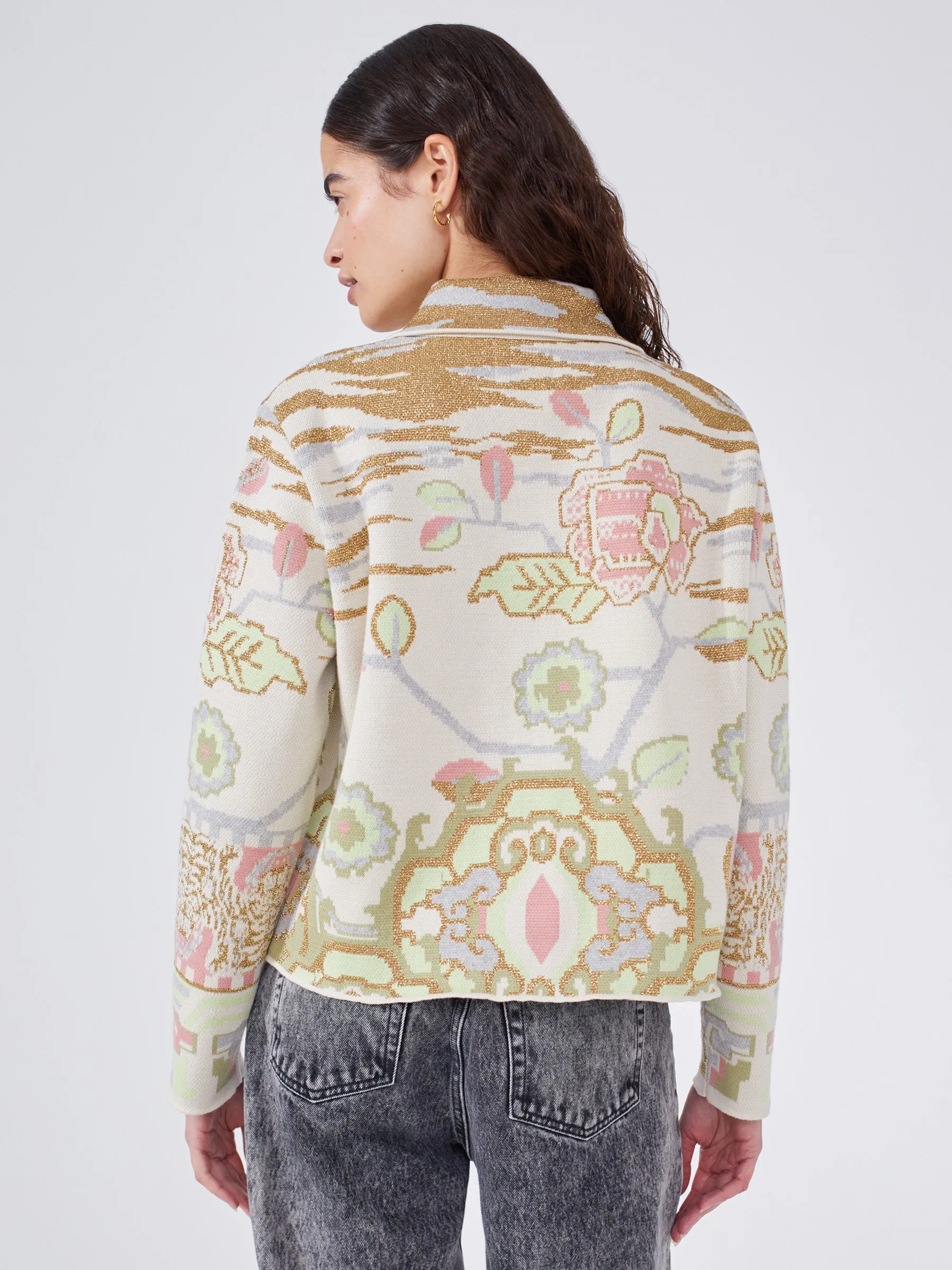 Lotus Carpet Cotton Jacquard Jacket Ecru