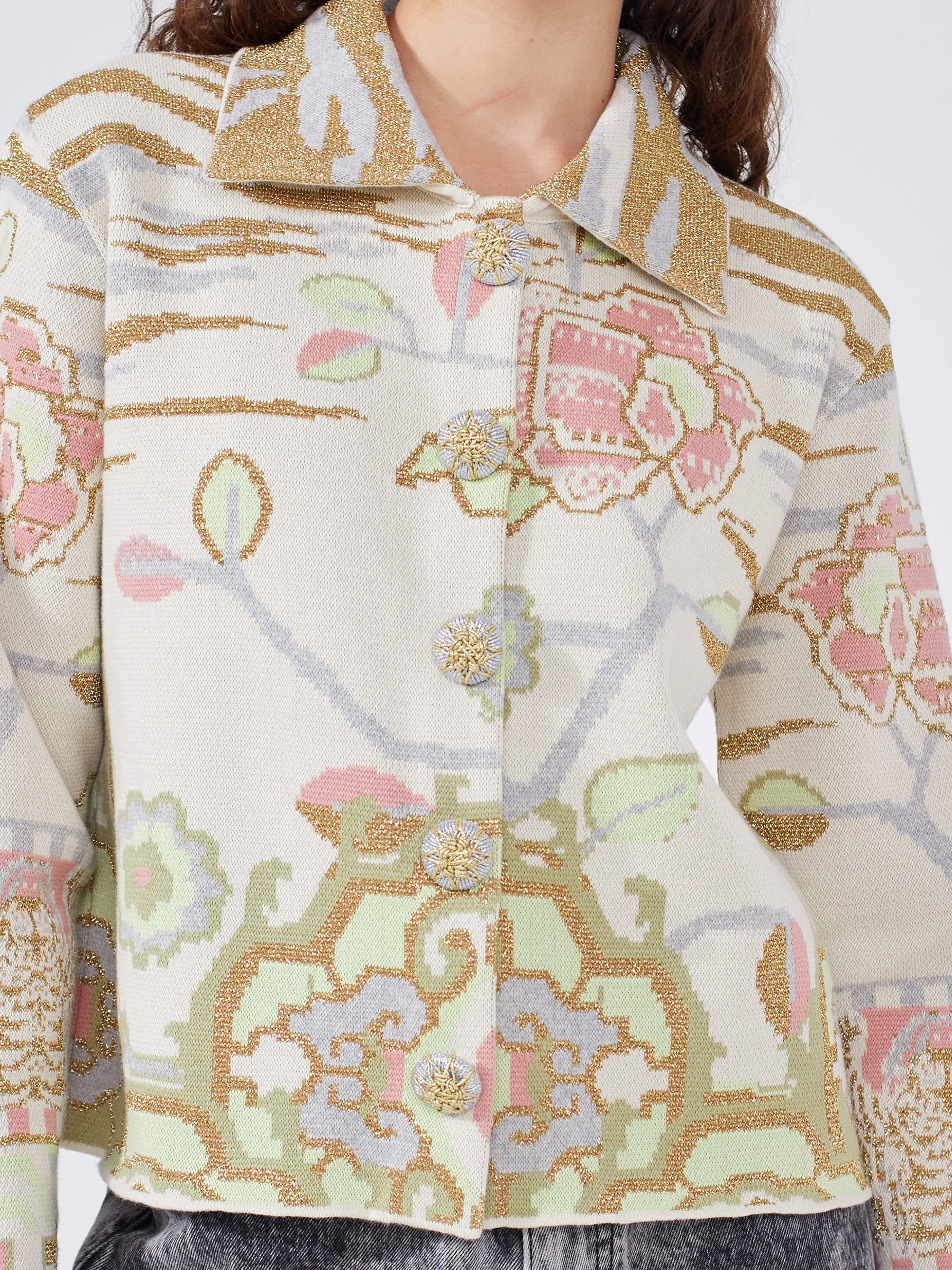 Lotus Carpet Cotton Jacquard Jacket Ecru