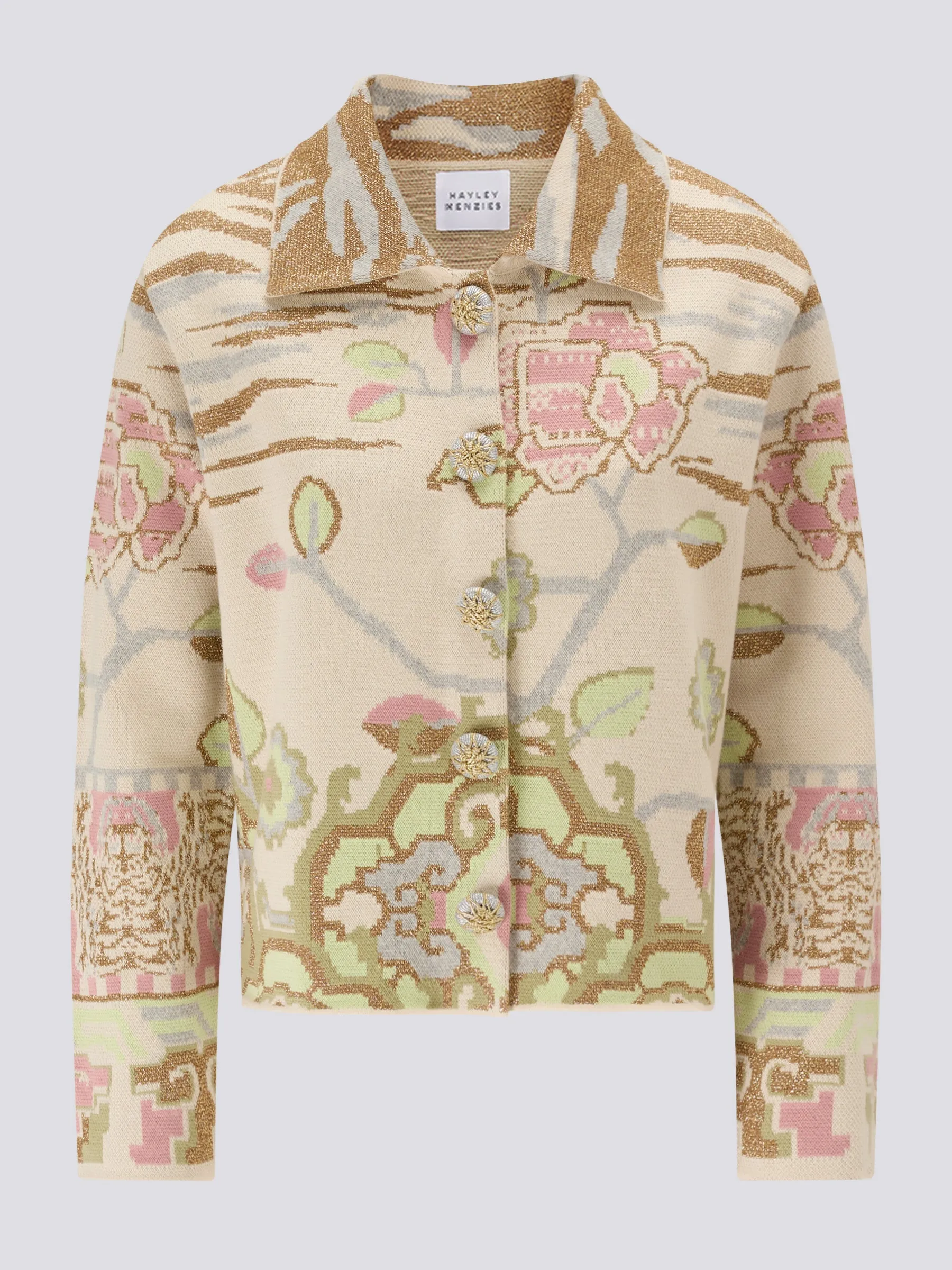 Lotus Carpet Cotton Jacquard Jacket Ecru