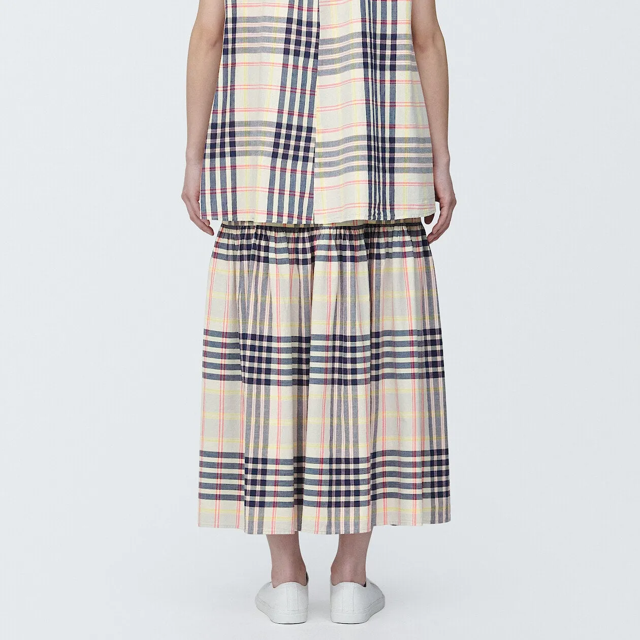 Madras Check Flare Skirt